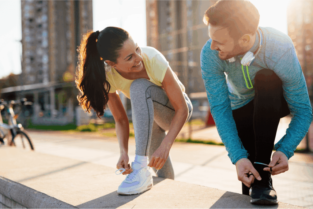 man and woman out for a run after testing their vitamins and minerals